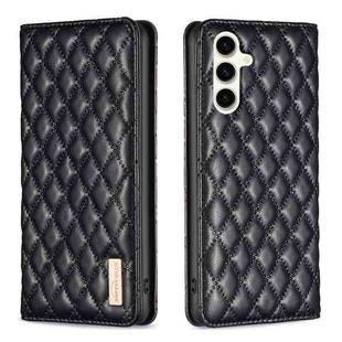 For Samsung Galaxy S24 FE 5G Diamond Lattice Magnetic Leather Flip Phone Case(Black)