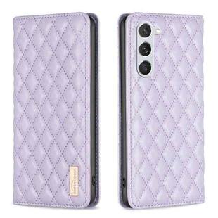 For Samsung Galaxy S25 5G Diamond Lattice Magnetic Leather Flip Phone Case(Purple)