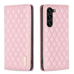 For Samsung Galaxy S25+ 5G Diamond Lattice Magnetic Leather Flip Phone Case(Pink)