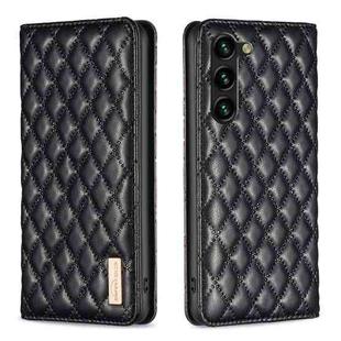 For Samsung Galaxy S25+ 5G Diamond Lattice Magnetic Leather Flip Phone Case(Black)