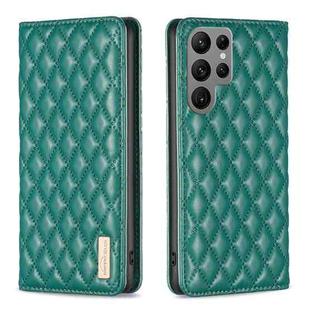 For Samsung Galaxy S25 Ultra 5G Diamond Lattice Magnetic Leather Flip Phone Case(Green)