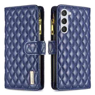 For Samsung Galaxy S25+ 5G Diamond Lattice Zipper Wallet Leather Flip Phone Case(Blue)