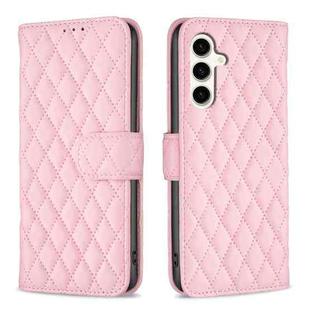 For Samsung Galaxy S24 FE 5G Diamond Lattice Wallet Flip Leather Phone Case(Pink)