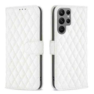 For Samsung Galaxy S25 Ultra 5G Diamond Lattice Wallet Flip Leather Phone Case(White)
