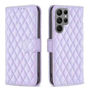 For Samsung Galaxy S25 Ultra 5G Diamond Lattice Wallet Flip Leather Phone Case(Purple)