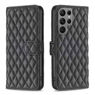 For Samsung Galaxy S25 Ultra 5G Diamond Lattice Wallet Flip Leather Phone Case(Black)