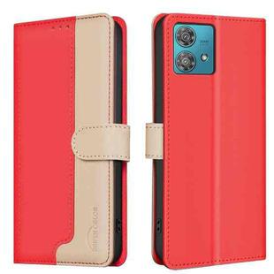 For Motorola Edge 40 Neo Color Matching RFID Anti-theft Leather Phone Case(Red)