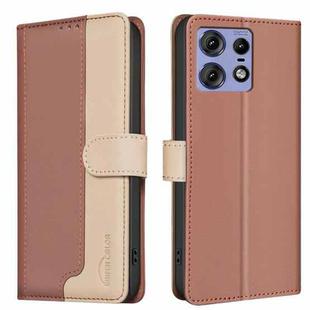 For Motorola Edge 50 Pro 5G Color Matching RFID Anti-theft Leather Phone Case(Brown)