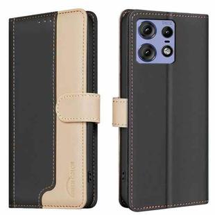 For Motorola Edge 50 Pro 5G Color Matching RFID Anti-theft Leather Phone Case(Black)