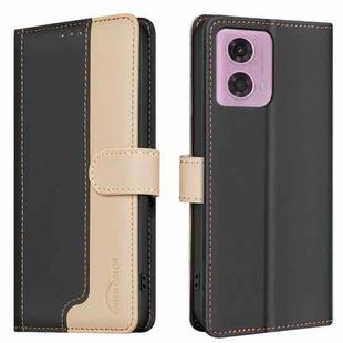 For Motorola Moto G04 / G24 / E14 Color Matching RFID Anti-theft Leather Phone Case(Black)