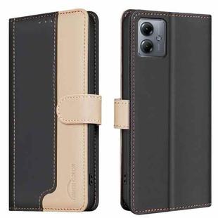 For Motorola Moto G14 4G Color Matching RFID Anti-theft Leather Phone Case(Black)