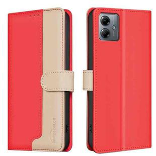 For Motorola Moto G14 4G Color Matching RFID Anti-theft Leather Phone Case(Red)