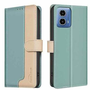 For Motorola Moto G34 5G Color Matching RFID Anti-theft Leather Phone Case(Green)