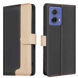 For Motorola Moto G85 Color Matching RFID Anti-theft Leather Phone Case(Black)