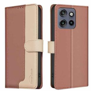 For Motorola Edge 50 Neo Color Matching RFID Anti-theft Leather Phone Case(Brown)