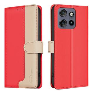 For Motorola Edge 50 Neo Color Matching RFID Anti-theft Leather Phone Case(Red)