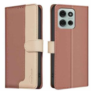 For Motorola Moto G75 5G Color Matching RFID Anti-theft Leather Phone Case(Brown)