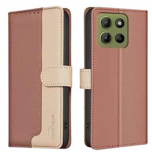 For Motorola Moto G15 Color Matching RFID Anti-theft Leather Phone Case(Brown)