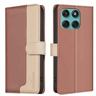 For Motorola Edge 60 Fusion Color Matching RFID Anti-theft Leather Phone Case(Brown)