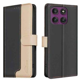 For Motorola Edge 60 Pro Color Matching RFID Anti-theft Leather Phone Case(Black)