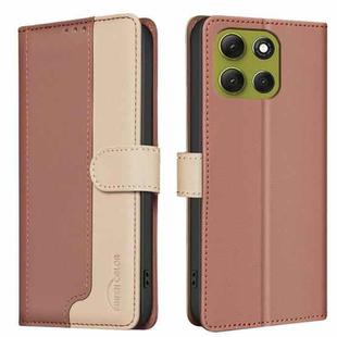 For Motorola Moto G86 5G Color Matching RFID Anti-theft Leather Phone Case(Brown)
