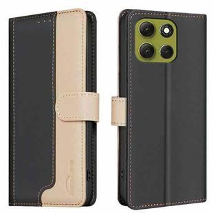 For Motorola Moto G86 5G Color Matching RFID Anti-theft Leather Phone Case(Black)