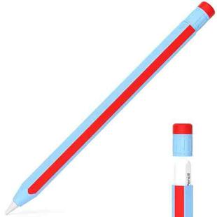 For Apple Pencil 2 / Pencil Pro Colorful Pencil Style Stylus Silicone Protective Case(Blue Red)