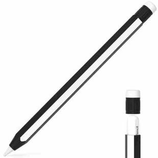 For Apple Pencil 2 / Pencil Pro Colorful Pencil Style Stylus Silicone Protective Case(Black White)