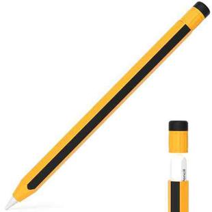 For Apple Pencil 2 / Pencil Pro Colorful Pencil Style Stylus Silicone Protective Case(Yellow Black)