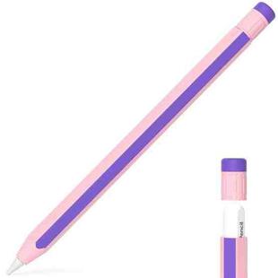 For Apple Pencil 2 / Pencil Pro Colorful Pencil Style Stylus Silicone Protective Case(Pink Purple)