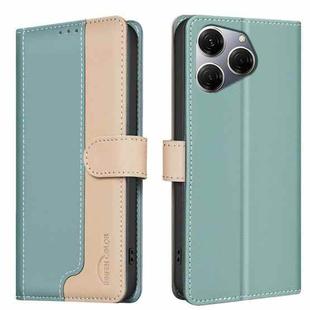 For Tecno Spark 20 Pro Color Matching RFID Anti-theft Leather Phone Case(Green)