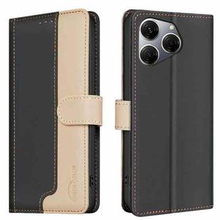 For Tecno Spark 20 Pro Color Matching RFID Anti-theft Leather Phone Case(Black)