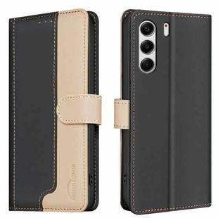 For Tecno Camon 40 Pro 4G Color Matching RFID Anti-theft Leather Phone Case(Black)
