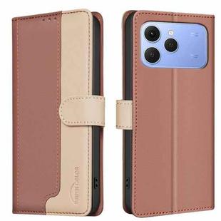 For Tecno Spark 40 4G Color Matching RFID Anti-theft Leather Phone Case(Brown)
