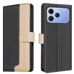 For Tecno Spark 40 4G Color Matching RFID Anti-theft Leather Phone Case(Black)