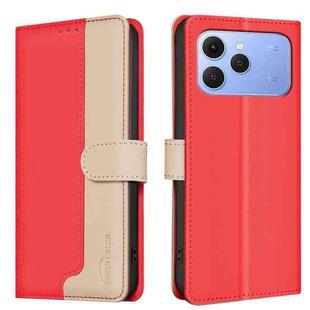 For Tecno Spark 40 4G Color Matching RFID Anti-theft Leather Phone Case(Red)