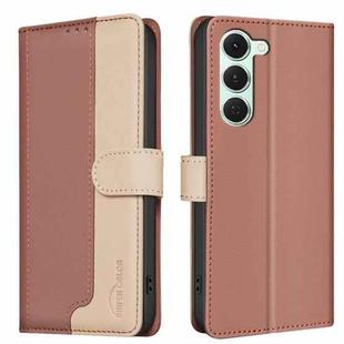 For Tecno Spark 40 Pro 4G Color Matching RFID Anti-theft Leather Phone Case(Brown)