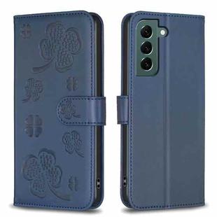 For Samsung Galaxy S24 FE 5G Four-leaf Embossed Leather Phone Case(Blue)