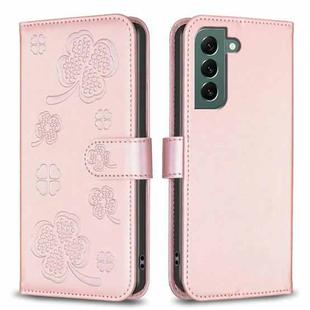 For Samsung Galaxy S24 FE 5G Four-leaf Embossed Leather Phone Case(Pink)