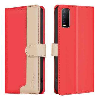 For vivo Y20 Color Matching RFID Anti-theft Leather Phone Case(Red)