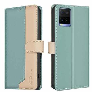 For vivo Y21 / Y21s / Y33s Color Matching RFID Anti-theft Leather Phone Case(Green)