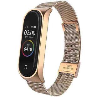 For Xiaomi Mi Band 4 / 3 Milanese Metal Watch Band, Color:Rose Gold