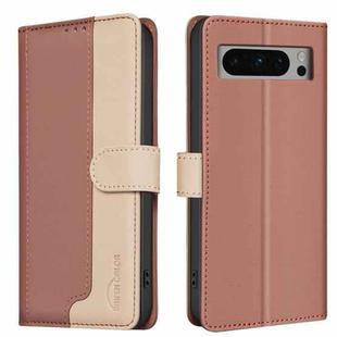 For Google Pixel 8 Pro Color Matching RFID Anti-theft Leather Phone Case(Brown)
