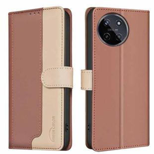 For Realme 11 4G Global Color Matching RFID Anti-theft Leather Phone Case(Brown)