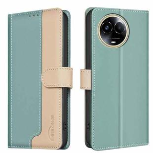 For Realme 11 5G Global / 11X Color Matching RFID Anti-theft Leather Phone Case(Green)