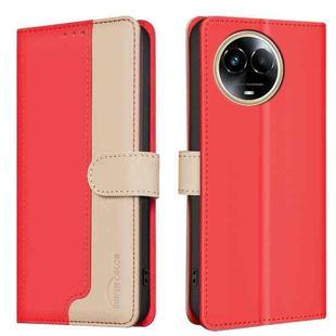 For Realme 11 5G Global / 11X Color Matching RFID Anti-theft Leather Phone Case(Red)