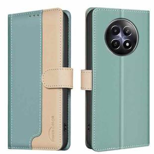 For Realme 12 5G Global Color Matching RFID Anti-theft Leather Phone Case(Green)