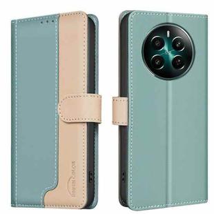 For Realme 12+ 5G Color Matching RFID Anti-theft Leather Phone Case(Green)