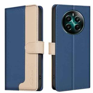 For Realme 12+ 5G Color Matching RFID Anti-theft Leather Phone Case(Blue)