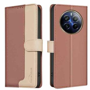 For Realme 12 Pro 5G / 12 Pro+ 5G Global Color Matching RFID Anti-theft Leather Phone Case(Brown)